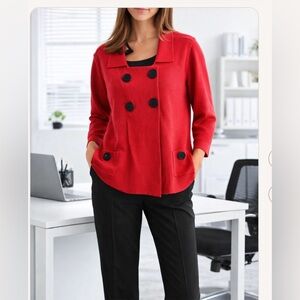 Covington Women's Red Double-Breasted Sweater. Size XL. 30% wool